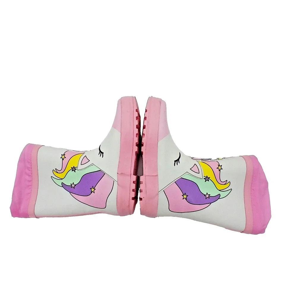Unicorn Rain Boots Youth Girls Size 2 Pink‎ Pull-On Unicorn Rubber Boots